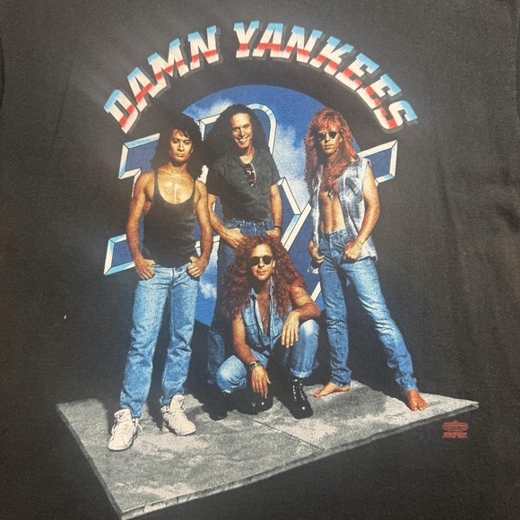 Dam Yankees Band 1993 World Tour‎ Dont Tread T Shirt Vintage 90s Black Mens L - Picture 6 of 11